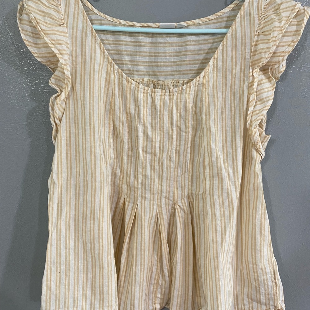 GAP Cream Flutter Sleeve Peplum Blouse